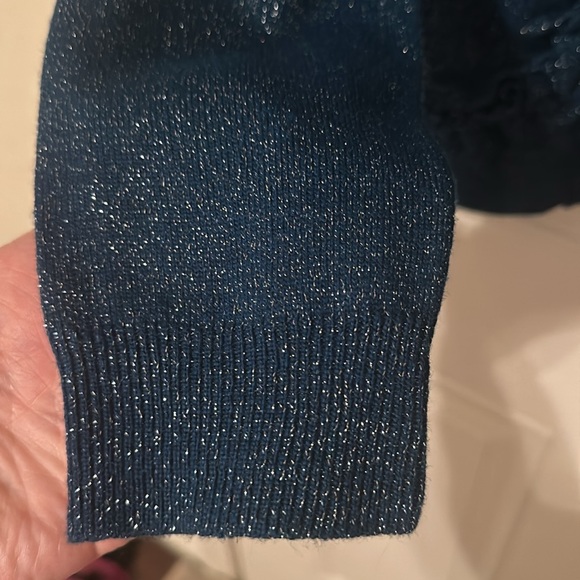 Anne Klein Blue pleated front cardigan / Size M / NWT / L-5 - Picture 5 of 10